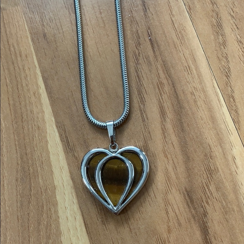 Sterling necklace with tiger eye insert